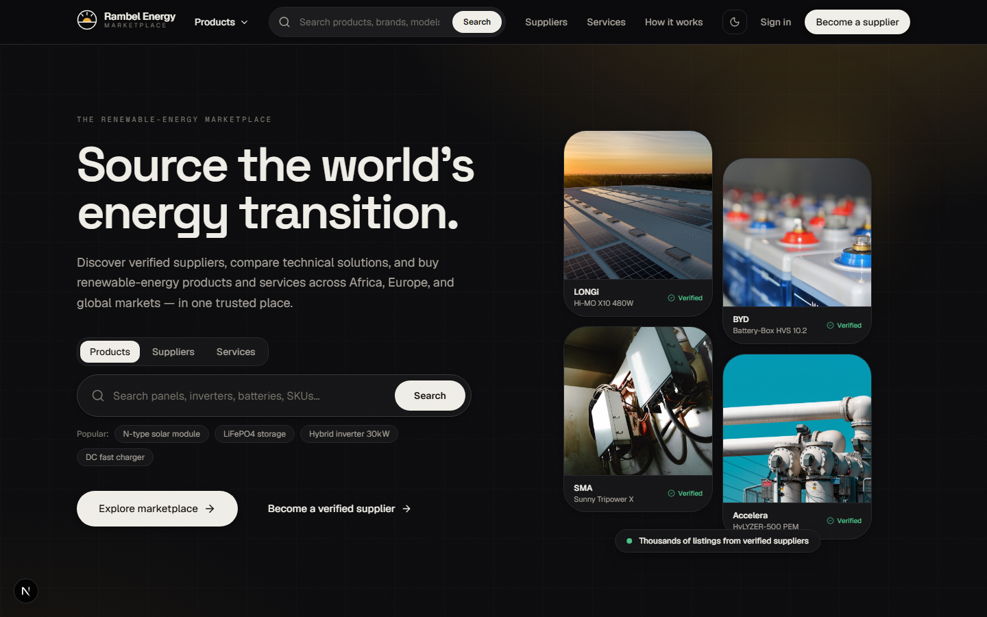 Energy Marketplace storefront